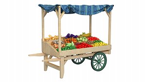 3D fruits and  vegetables cart model