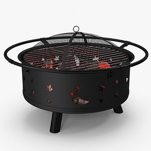 Round Fire Pit with Firewood