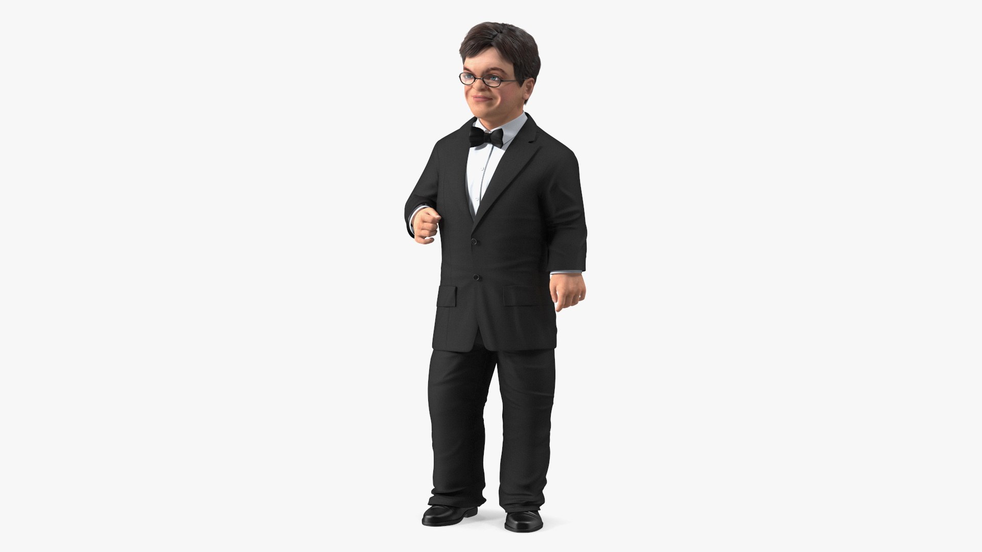Dwarf Male Character in Business Suit Standing Pose 3D model preview