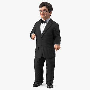Dwarf Male Character in Business Suit Standing Pose