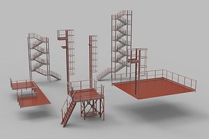 3D model ladders platforms