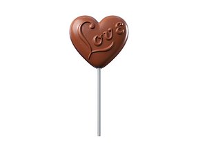 Heart Love Chocolate Lollipop 3D model 3D