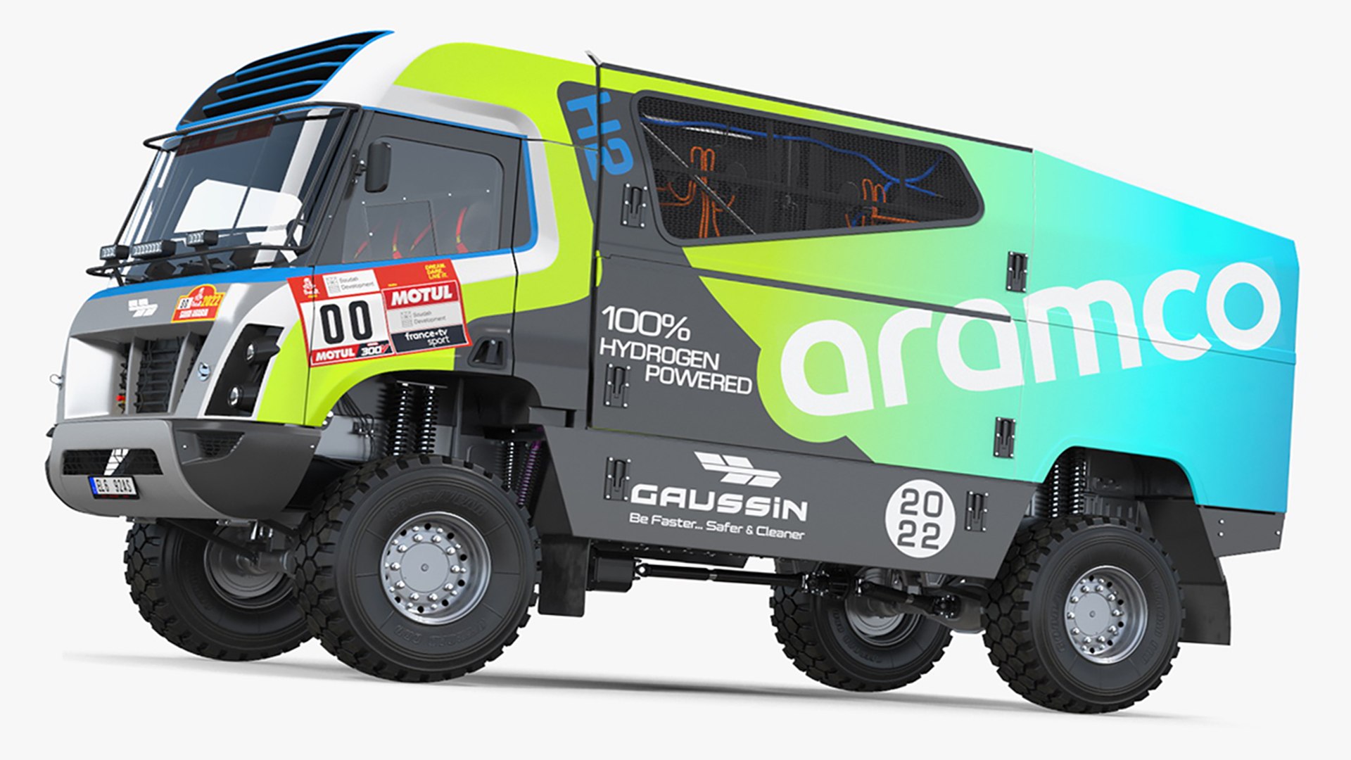 Gaussin H2 Racing Truck Rigged for Cinema 4D 3D model preview