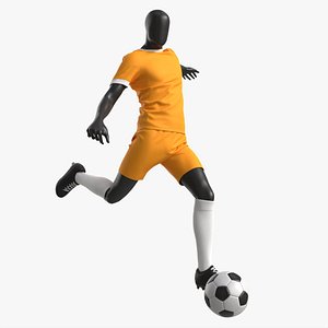 3D Male Mannequin in Soccer Uniform in Action 02