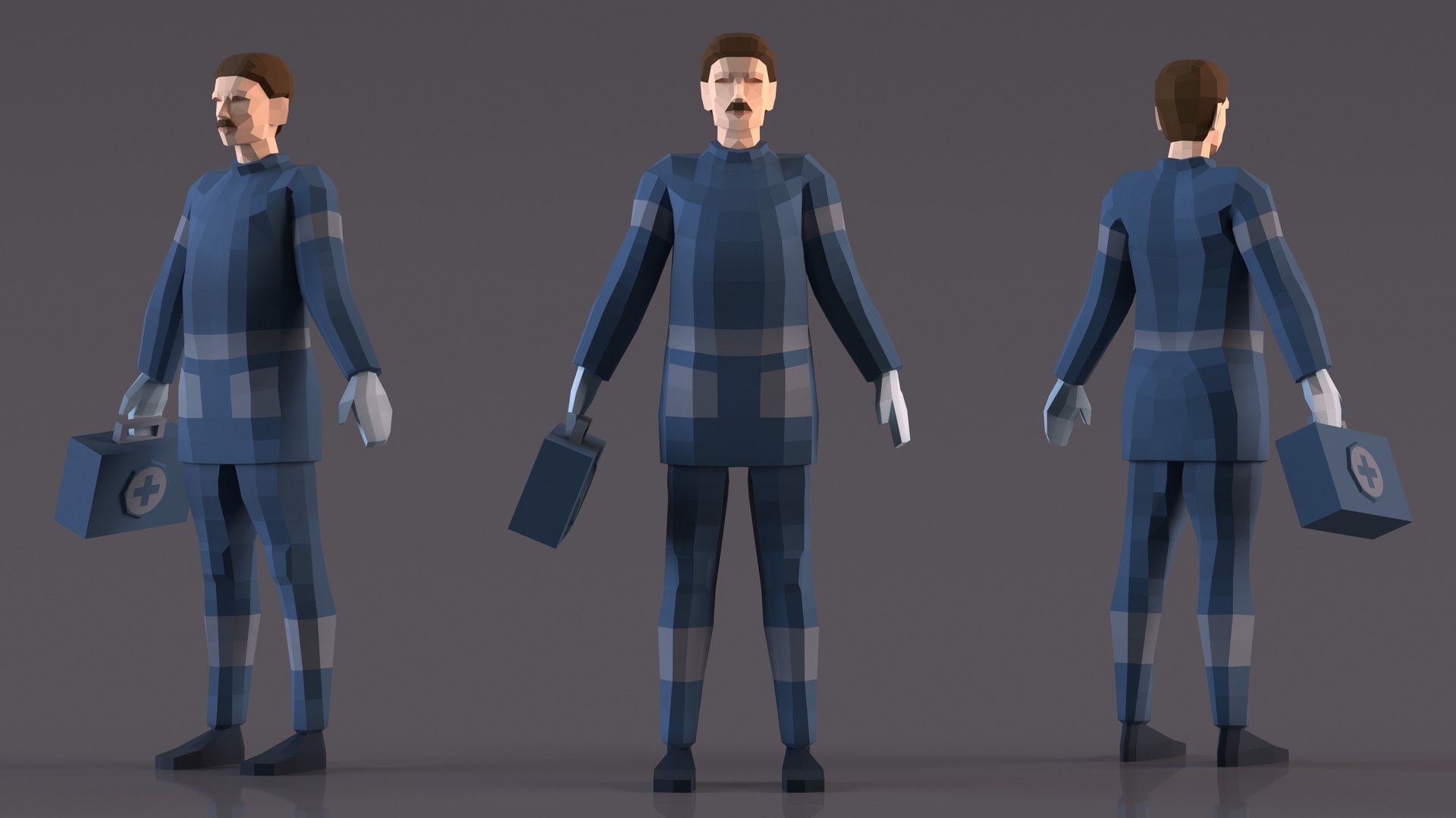 3D model Low Poly Paramedic https://p.turbosquid.com/ts-thumb/KQ/5OC1UV/EL/lowpolyparamedicmb3dmodel004/jpg/1706285981/1920x1080/fit_q87/6bb363ed50bf489ea80541e235f982216578119a/lowpolyparamedicmb3dmodel004.jpg
