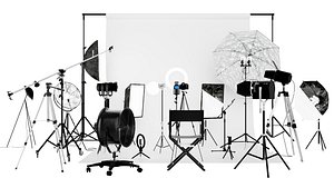 3D Professional Photography Studio Equipment Pack model