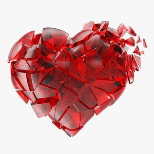 broken heart red glass 3d model