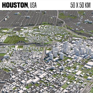 Houston 50x50km 3D City Map