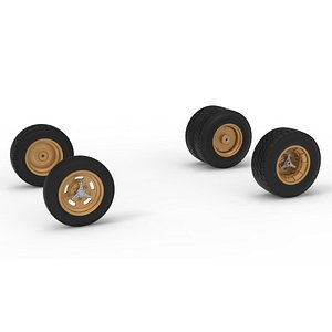 Wheel Set of Vintage Dirt Supermodified stock car Version 2 Scale 1 to 25 model