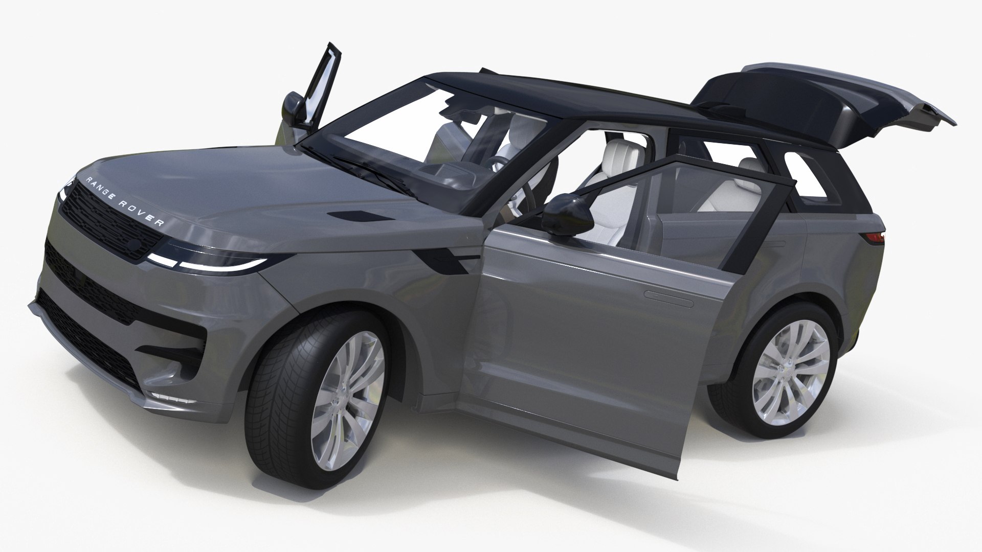 Range Rover Luxury SUV Grey Rigged 3D model preview