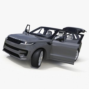 3D Range Rover Luxury SUV Grey Rigged