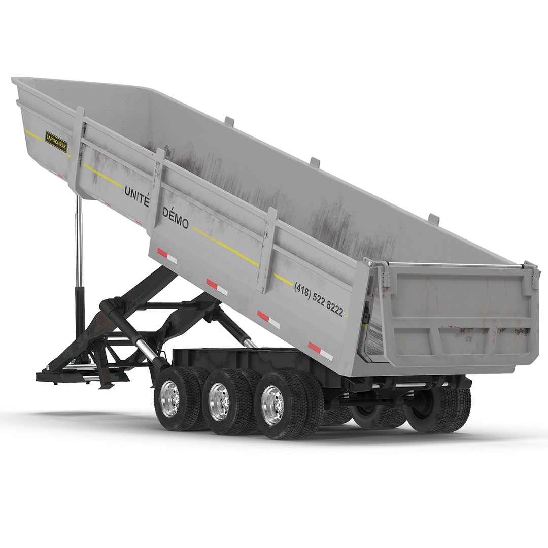 Semi Dump Trailer Rigged 3D Model 3D model preview