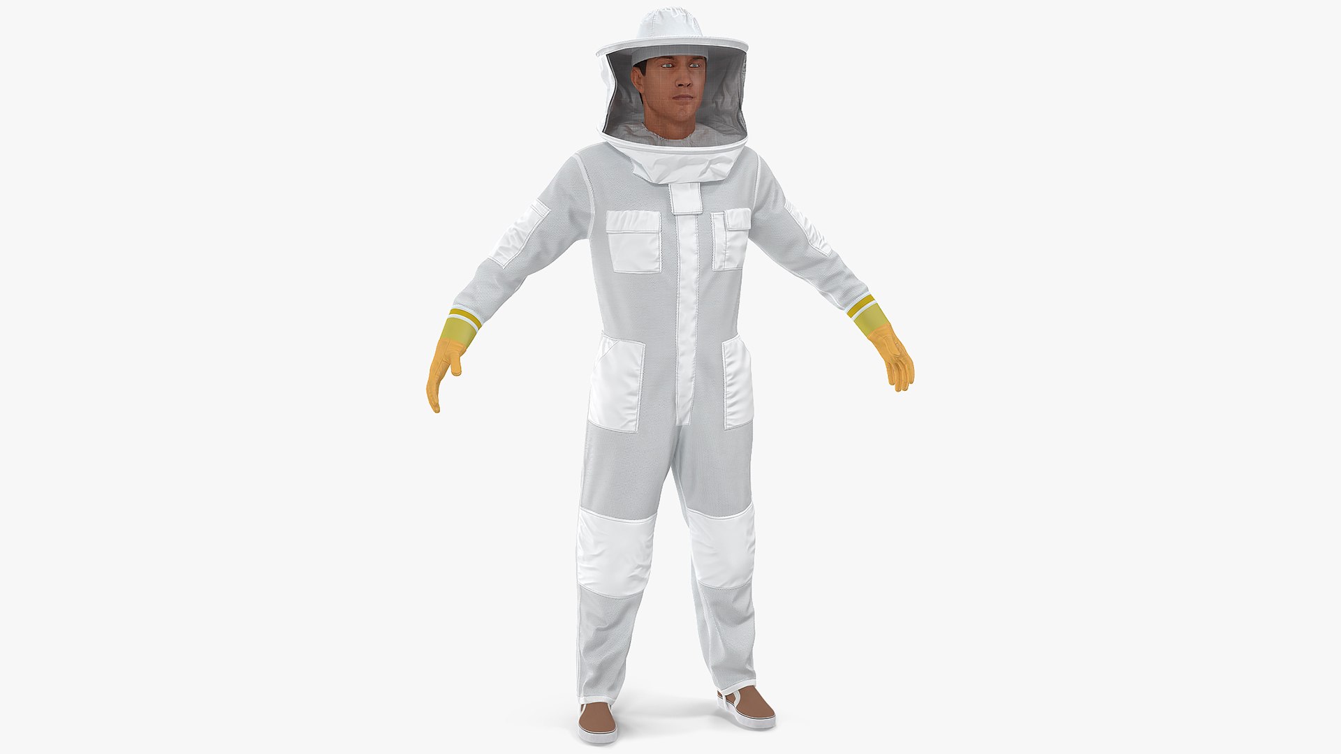 Man wearing Beekeeping Suit T Pose 3D model preview