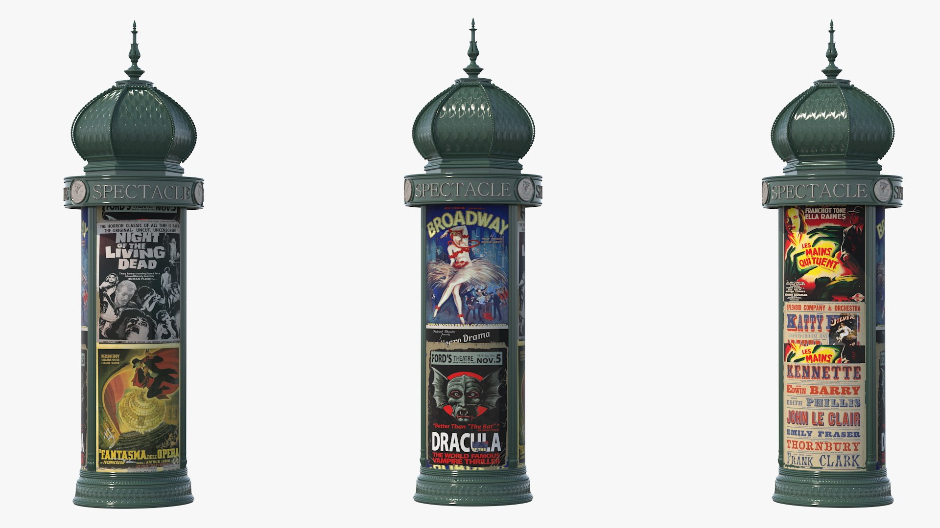 Vintage Advertising Column Collection 3D model preview