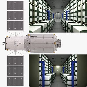 cargo spacecraft Tianzhou-2 3 4  Inside and outside 3D