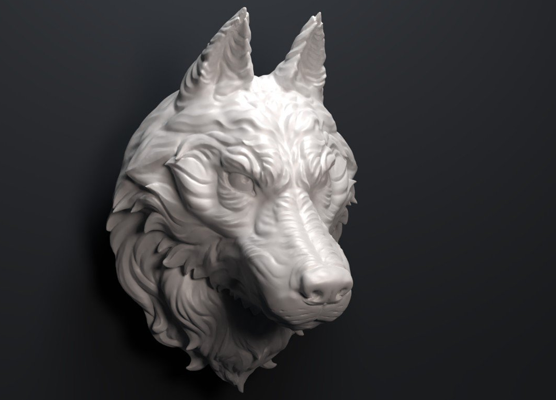 Wolf head sculpture 3D model TurboSquid 1520866
