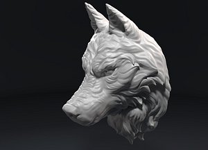 wolf head sculpture 3D model