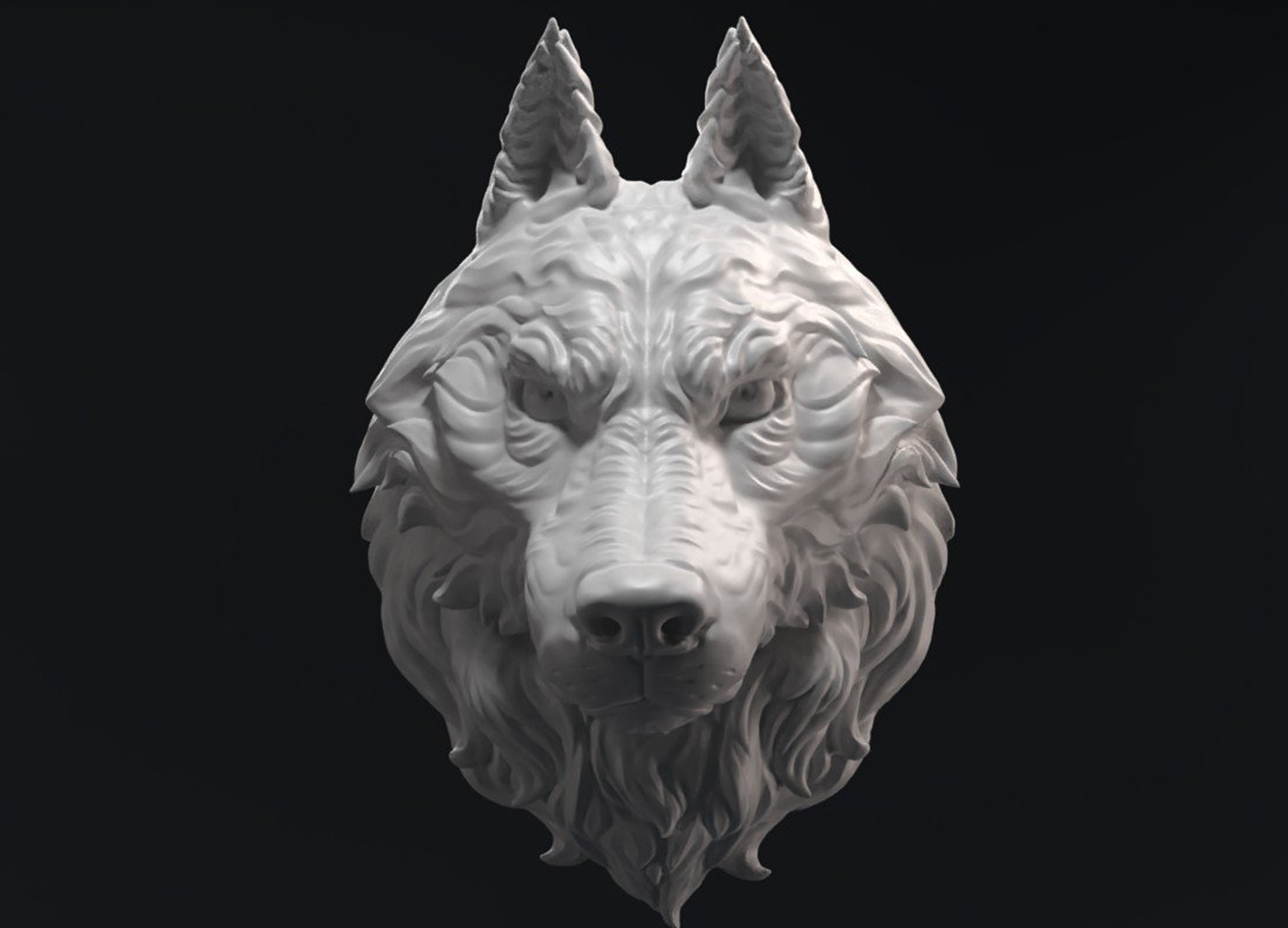 Wolf head sculpture 3D model TurboSquid 1520866
