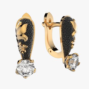 Diamond golden ratio Jewelry earring E34 3D print model 3D model