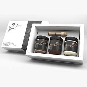 packaging of 3 honey jars 3D model