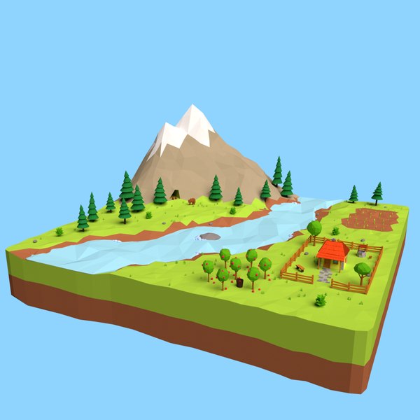 modelo 3d Escena de paisaje de montaña de dibujos animados - TurboSquid  1301686