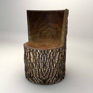 wooden trunk chair 3D