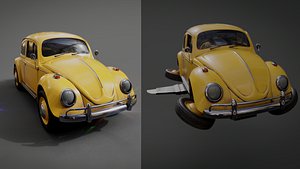 Transforming Beetle rigged and textured 3D model