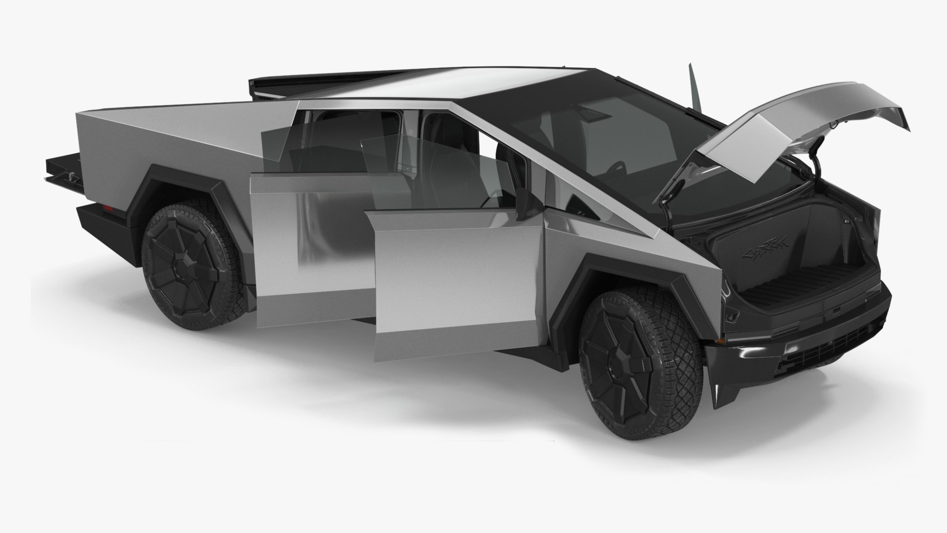 Tesla Cybertruck 2024 Silver Rigged for Cinema 4D 3D model preview