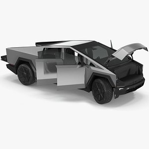 Tesla Cybertruck 2024 Silver Rigged for Cinema 4D