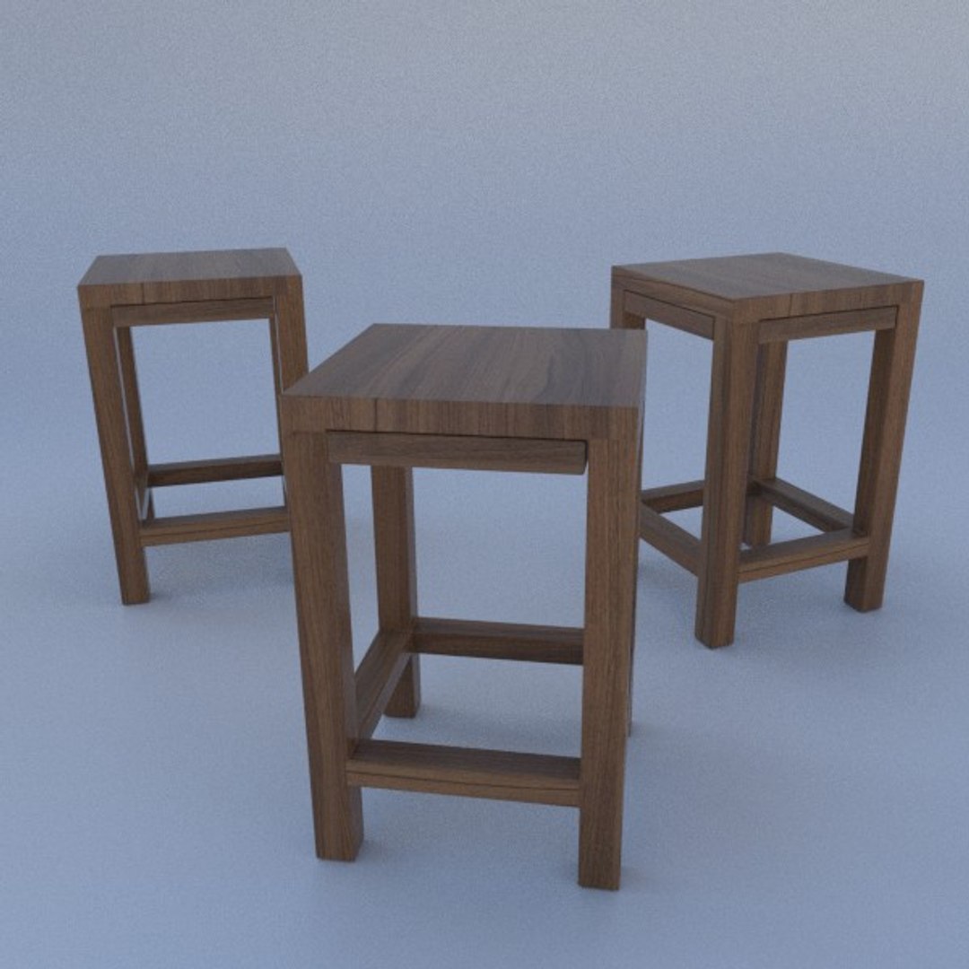 3d Wooden Bar Chair Model