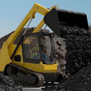 Skid Steer Loader with Operator and Pile of Soil 3D model