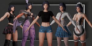 3D Ursula Rigged Sexy Character PBR 16 Outfits Game Ready Blender
