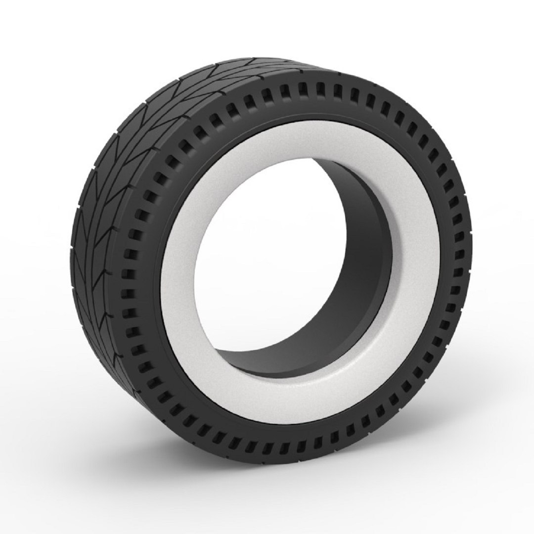 3D Diecast Whitewall rear tire of vintage dragster Version 6 Scale 1 to