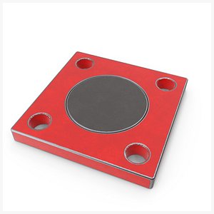3D Square Flange Steel Painted Red PBR