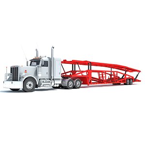 3D Car Carrier Semi Truck Trailer