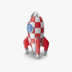 3D Cartoon Retro Rocket Ship