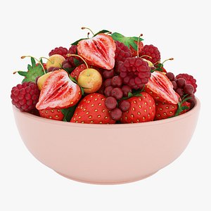 Bowl of red berries 3D model