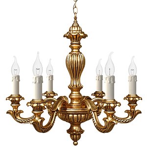 Golden antique chandelier in classic style Pendant light 3D model