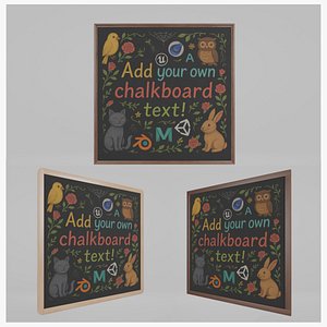 Classic Wall-Mounted Square Blackboard Set 3D model