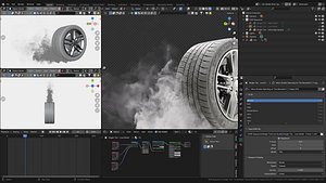 Animated Sequence of Car Tire Burnout Smoke VDB 3D model