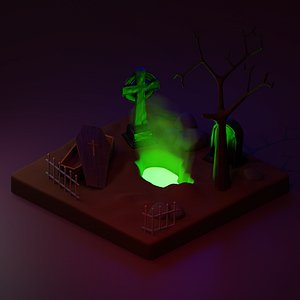 Low-Poly stylized graveyard theme pack