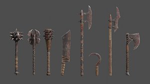 orcish weapons orc mace sword 3D model