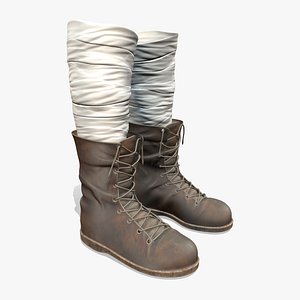 Bandage Wrap Socks Grunge Urban Dystopian Lace Up Boots 3D model
