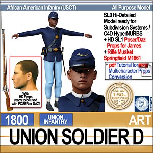 3d civil war union soldier model