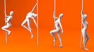 6 Pole Dancers and 1 Dancing Couple Lowpoly