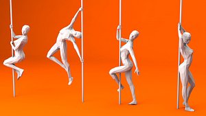6 Pole Dancers and 1 Dancing Couple Lowpoly