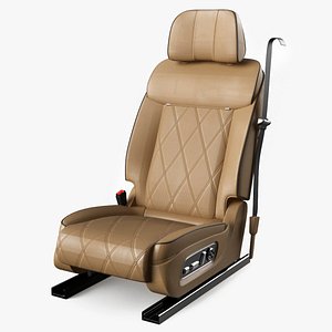 Brown Leather Car Seat with Seatbelt