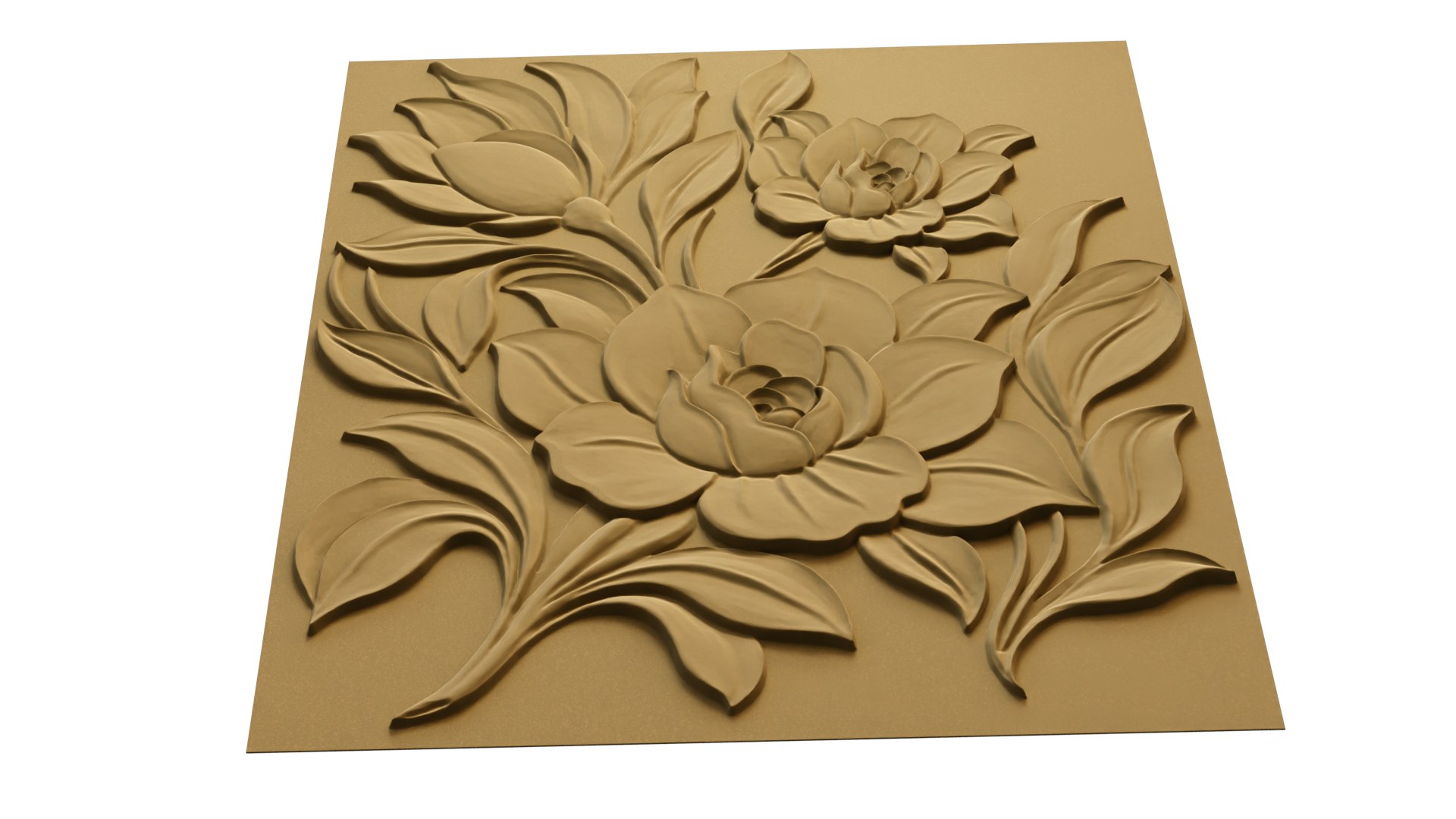 Modern Flower Relief Panel Wall Decor Set STL Mural CNC 379 3D ...