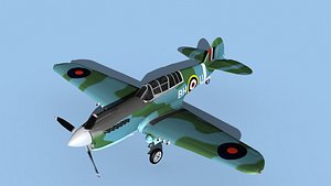Curtiss P-40N Tomahawk V02 RAF 3D model