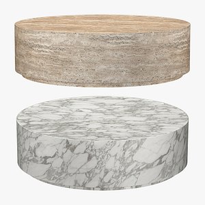 ITALIAN TRAVERTINE PLINTH ROUND COFFEE TABLE